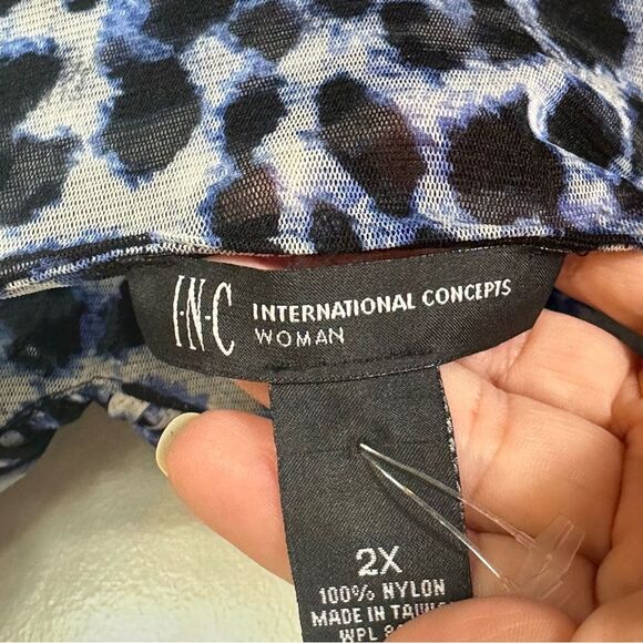 INC International Concepts Blue and Black Patterned Dress - Picture 7 of 10